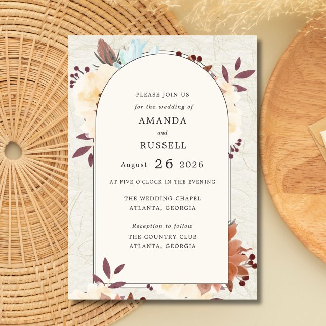 Fall Botanical Floral Wedding Invitation (Fall Botanical Floral Wedding Invitations)