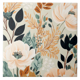Fall Botanical Seamless Floral Pattern  Ceramic Tile