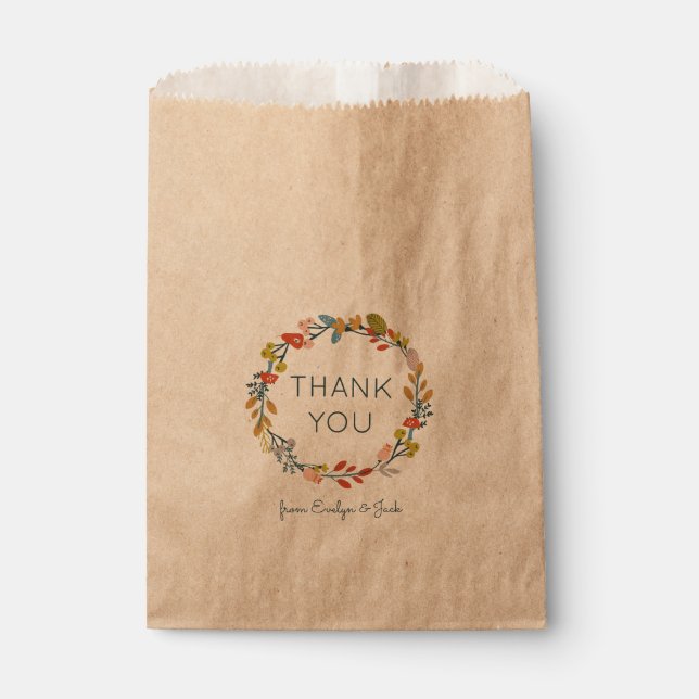 Fall Botanical Thank You Favour Bag (Front)