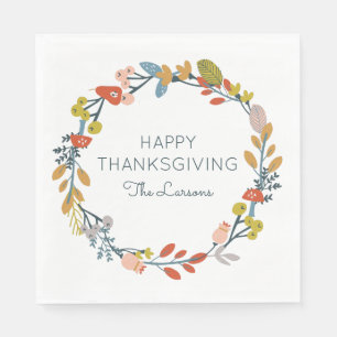 Fall Botanical Thanksgiving Napkin
