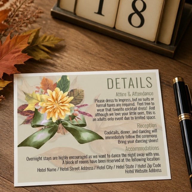 Fall Botanical Wedding Details Enclosure Card (Creator Uploaded)