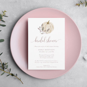 Fall Botanical White Pumpkin Bridal Shower Invitation
