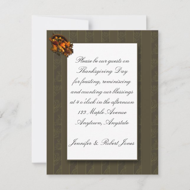 Fall Bounty Cornucopia Thanksgiving Invitation (Front)