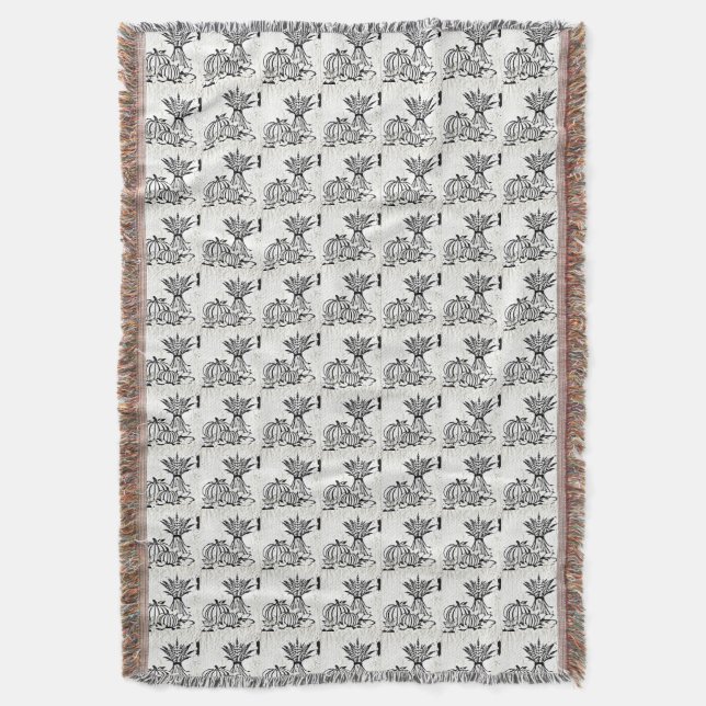 Fall Bounty Sketch Throw Blanket (Front Vertical)