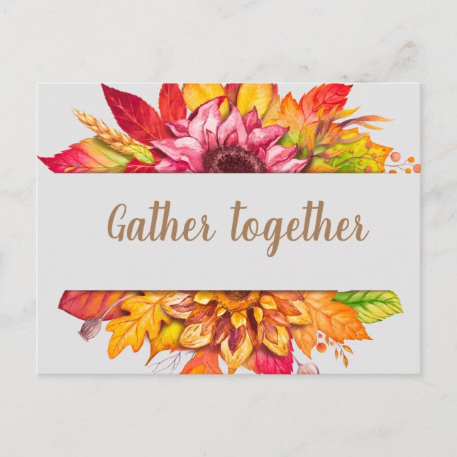 Fall Bouquet Customisable Thanksgiving Invite Postcard (Front)