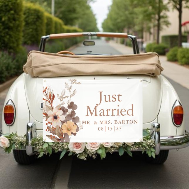 Fall Bouquet Just Married Car Banner (Creator Uploaded)