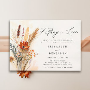 Fall Bouquet Romantic Love Chic Engagement Party Invitation