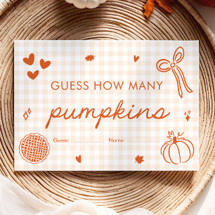 Fall Bow Hand Drawn Guess How Many Pumpkins Game Enclosure Card