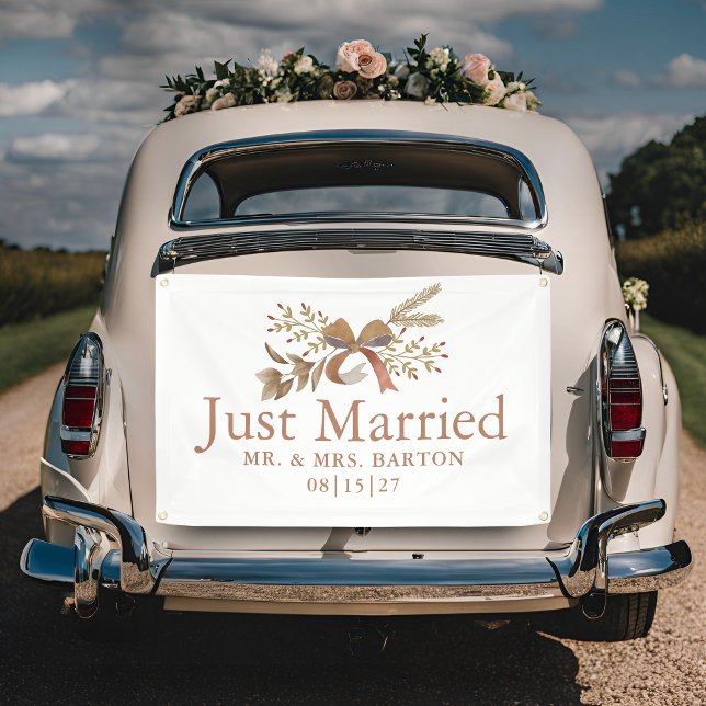 Fall Bow Just Married Car Banner (Creator Uploaded)