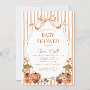 Fall Bow Vintage Frame Preppy Baby Shower  Invitation