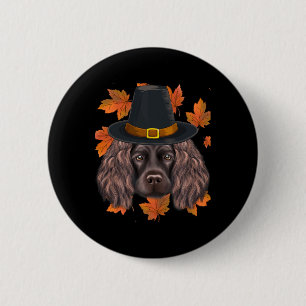 Fall Boykin Spaniel Pilgrim Thanksgiving  6 Cm Round Badge