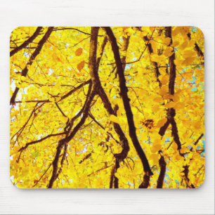 Fall branches - golden yellow mouse pad