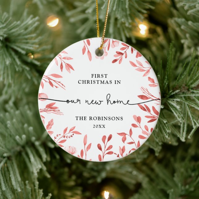 Fall Branches Personalised Christmas In New Home Ceramic Ornament (Tree)