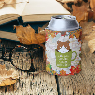 Fall Break Cat Acrylic Wall Art Can Cooler