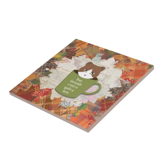 Fall Break Cat Ceramic Tile (Side)