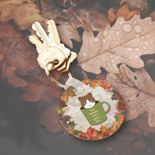 Fall Break Cat Key Ring