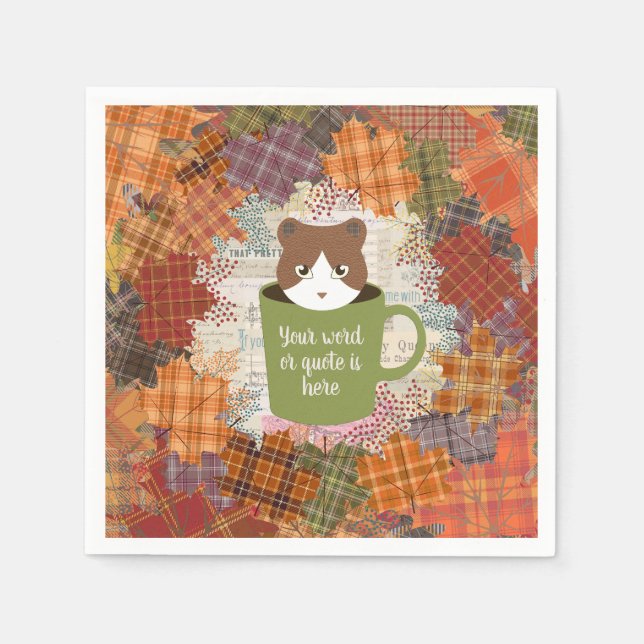 Fall Break Cat Paper Napkin (Front)