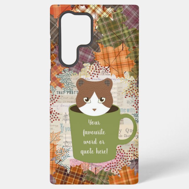 Fall Break Cat Samsung Galaxy S22 Ultra Case (Back)