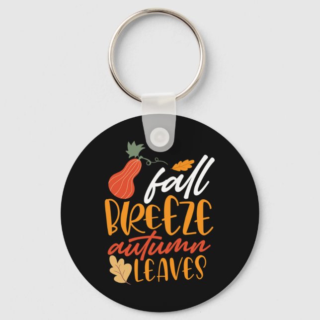 Fall Breeze And Autumn Leaves  Key Ring (Front)