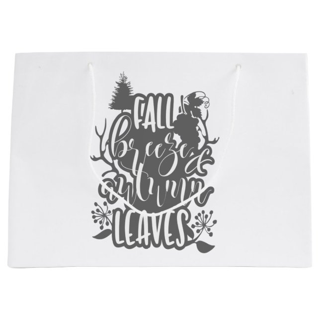 Fall Breeze and Autumn Leaves Large Gift Bag (Front)