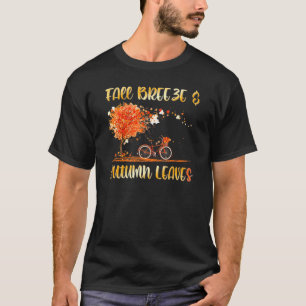 Fall Breeze and Autumn Leaves Tree and Bicycle T-Shirt