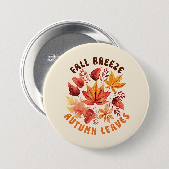 Fall Breeze, Autumn Leaves 7.5 Cm Round Badge (Front & Back)