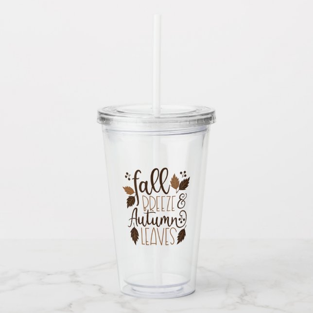 Fall Breeze Autumn Leaves Acrylic Tumbler (Front)