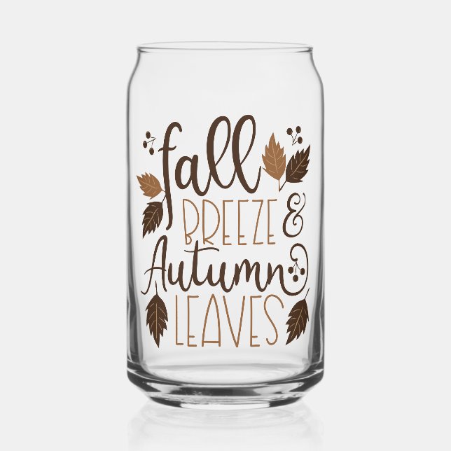 Fall Breeze Autumn Leaves Can Glass (Front)