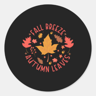 Fall Breeze Autumn Leaves Cute Maple Leaf For Wome Classic Round Sticker
