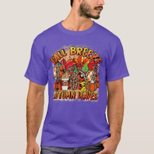 fall breeze autumn leaves leopard pumpkin fall aut T-Shirt