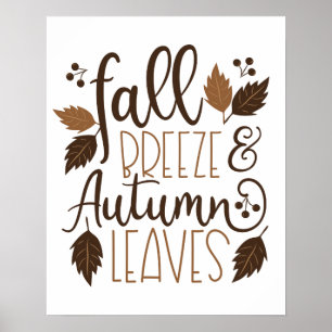 Fall Breeze Autumn Leaves Poster