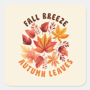 Fall Breeze, Autumn Leaves Square Sticker