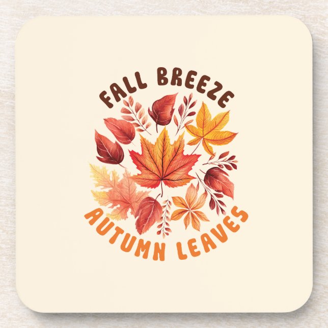 Fall Breeze, Autumn Leaves –Whimsical Fall Foliage Coaster (Front)