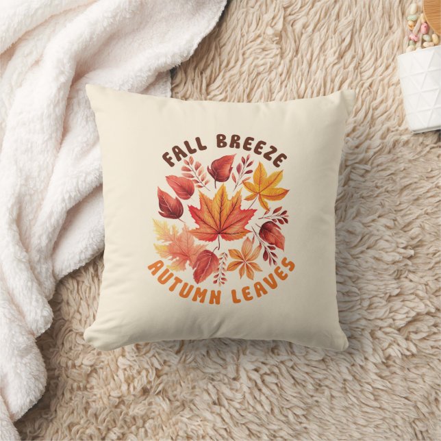 Fall Breeze, Autumn Leaves –Whimsical Fall Foliage Cushion (Blanket)