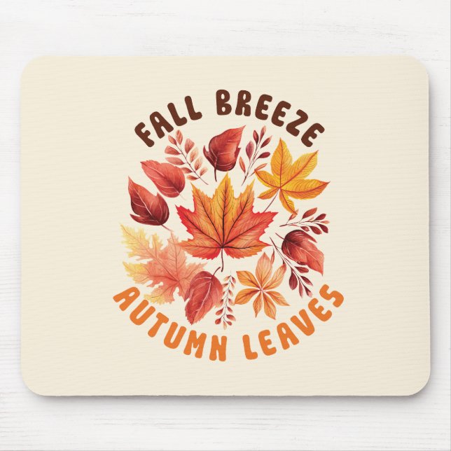 Fall Breeze, Autumn Leaves –Whimsical Fall Foliage Mouse Pad (Front)