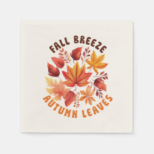 Fall Breeze, Autumn Leaves –Whimsical Fall Foliage Napkin