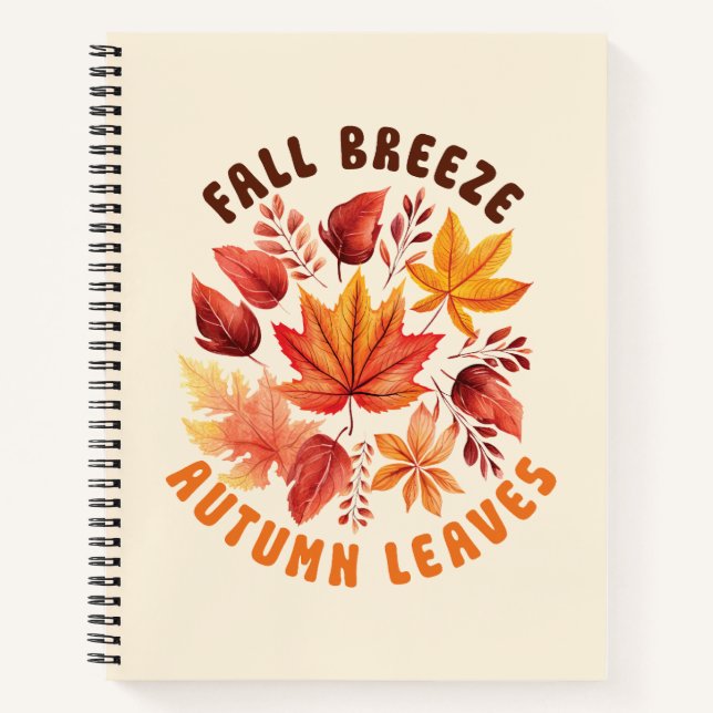 Fall Breeze, Autumn Leaves –Whimsical Fall Foliage Notebook (Front)