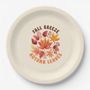 Fall Breeze, Autumn Leaves –Whimsical Fall Foliage Paper Plate