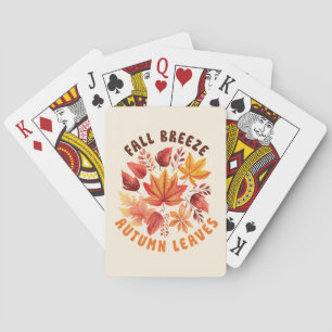 Fall Breeze, Autumn Leaves –Whimsical Fall Foliage Playing Cards
