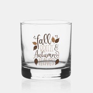 Fall Breeze Autumn Leaves Whiskey Glass
