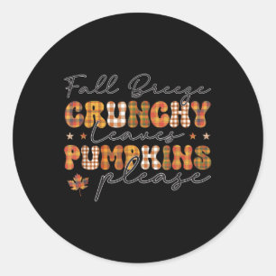 Fall Breeze Crunchy Leaves Pumpkins Please Classic Round Sticker