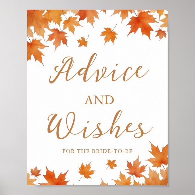 Fall Bridal Shower Advice and Wishes  Poster (Front)