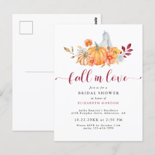 Fall Bridal Shower Autumn Pumpkin Fall in Love Postcard