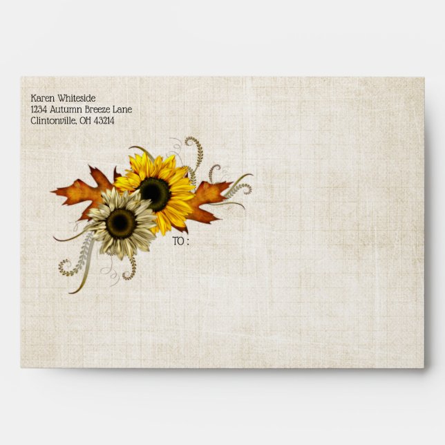 Fall Bridal Shower Envelope - Green & Golden (Front)