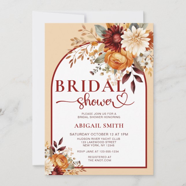 FALL BRIDAL SHOWER FLORAL ARCH  INVITATION (Front)