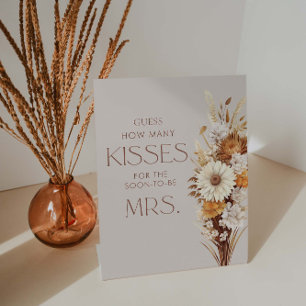 Fall  Bridal Shower Guess How Many Kisses Pedestal Sign