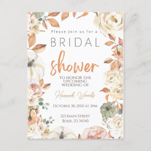Fall Bridal Shower Invitation, Autumn Wedding Post Postcard