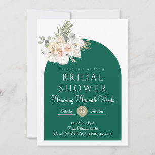 Fall Bridal Shower Invitation, Emerald Green  Invitation