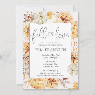 FALL Bridal Shower invitation, fall in love Announcement