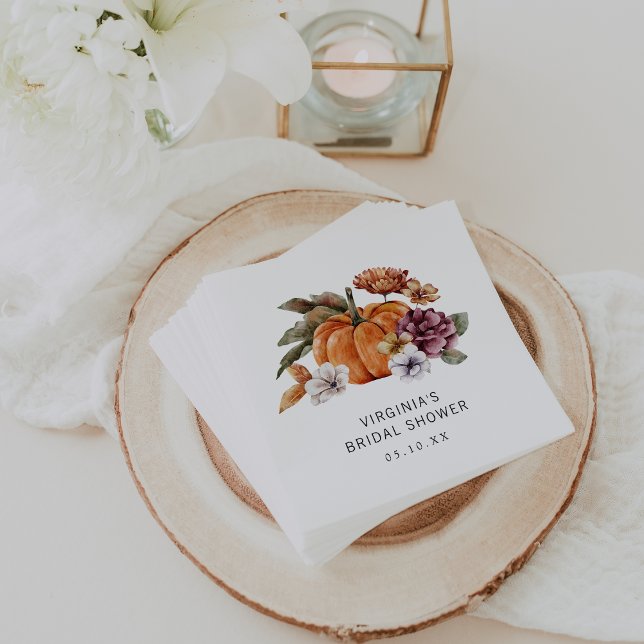 Fall Bridal Shower Napkins (Fall In Love Bridal Shower Paper Napkins by Painted Paperie)